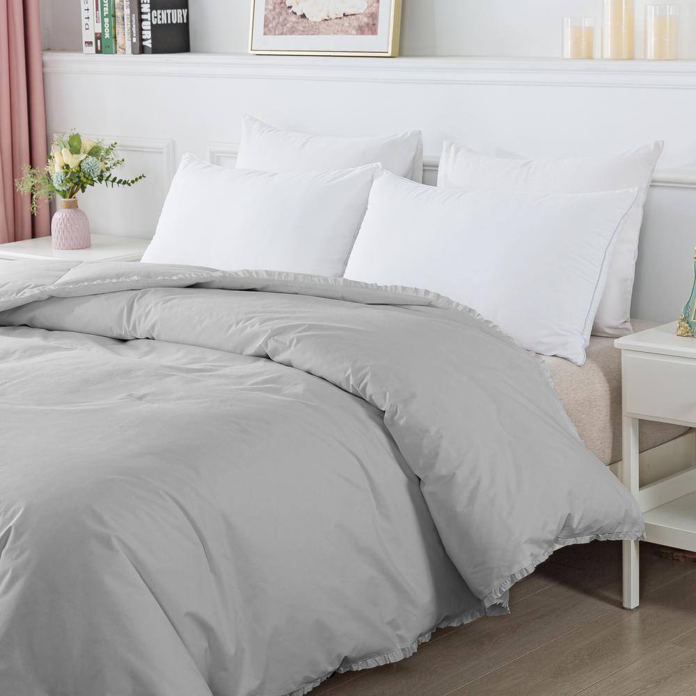 St. James Home Grey Ruffled Edge All Season Full/Queen Duck Down/Feather Blend Comforter
