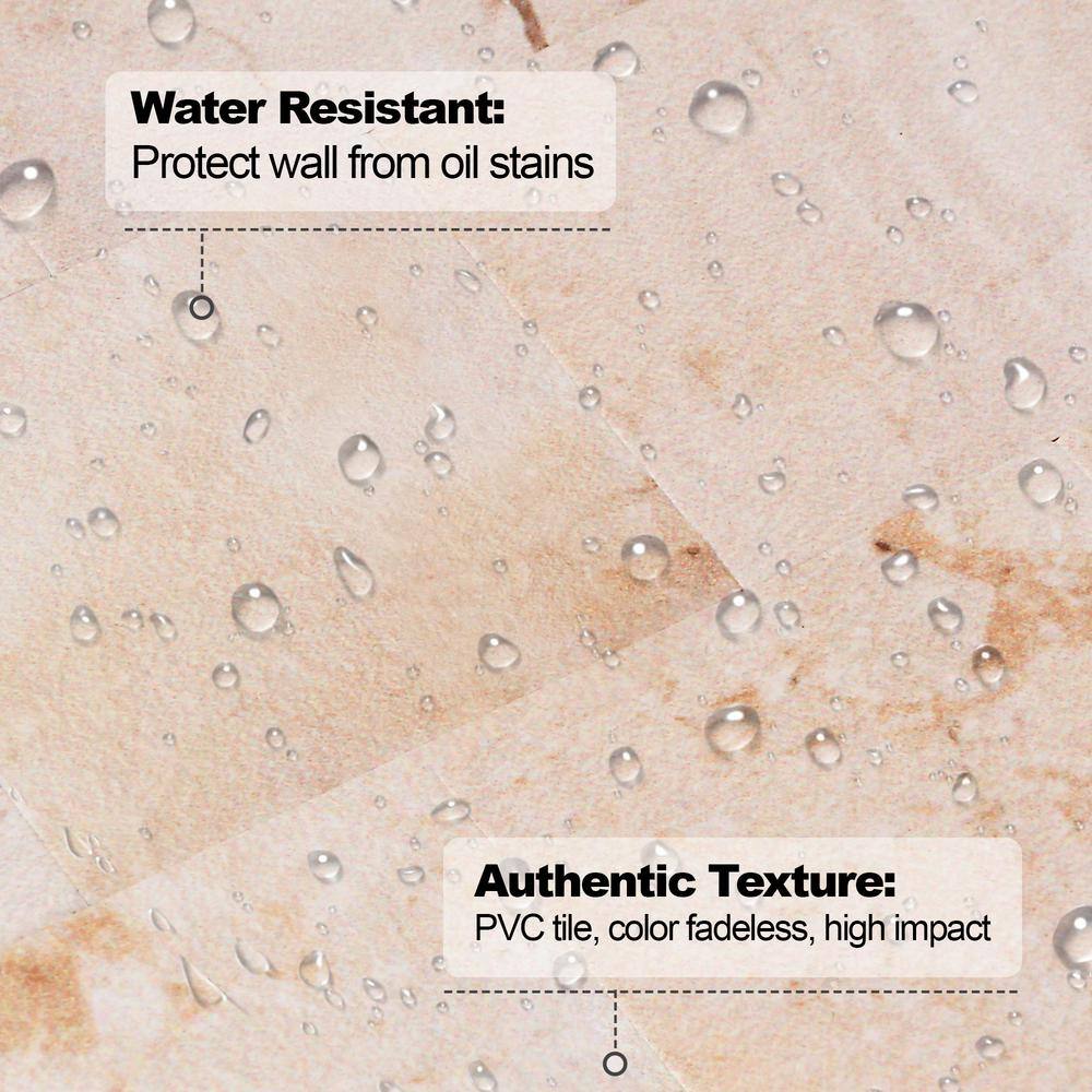 None Marble Collection Beige 12 in. x 12 in. PVC Peel and Stick Tile (5 sq. ft./5-Sheets)