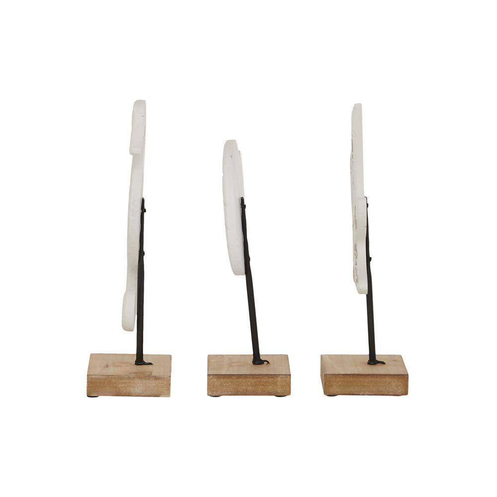 Litton Lane White Plastic Sea Life Sculpture (Set of 3)