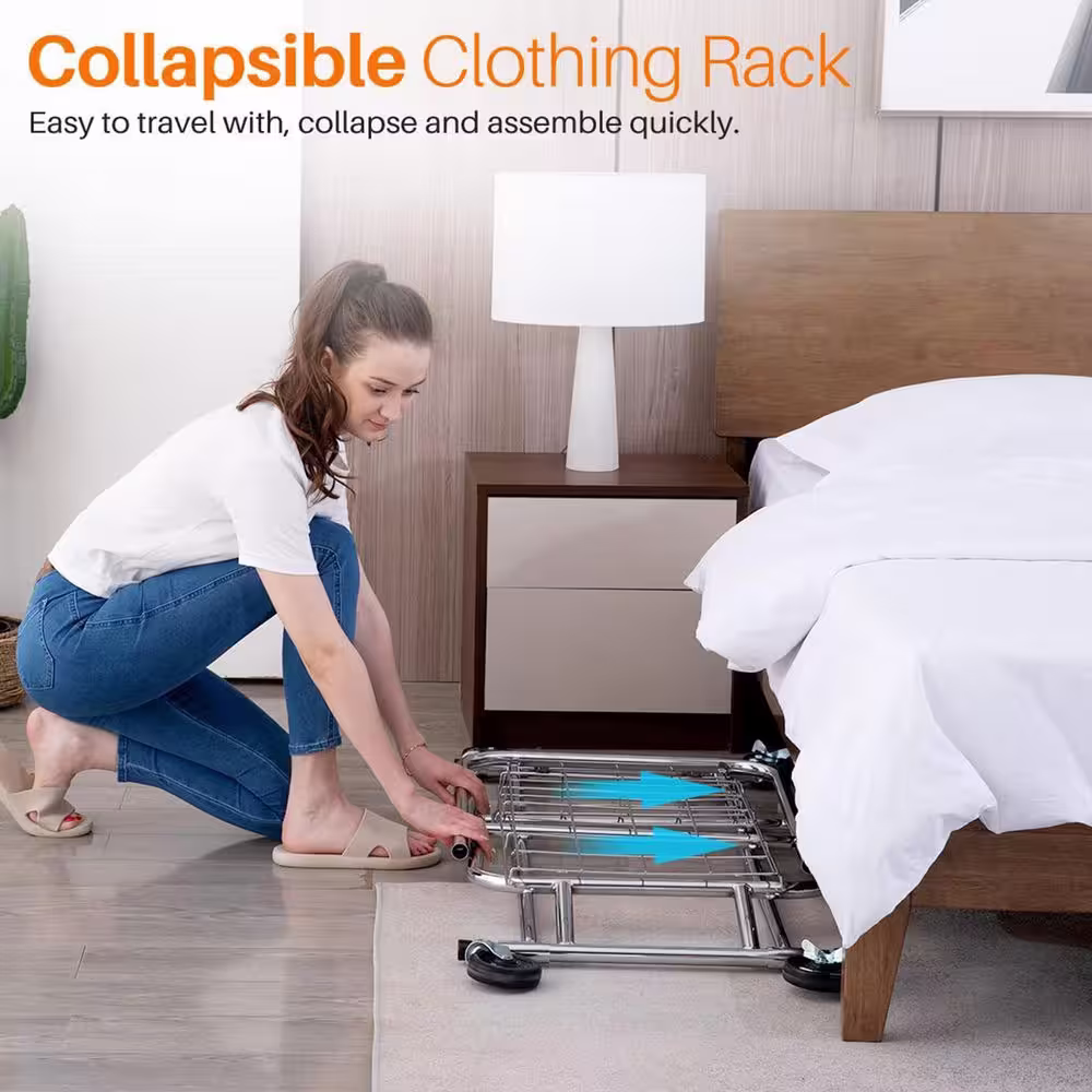 None Chrome Metal Adjustable Garment Clothes Rack 42 in. W x 68 in. H