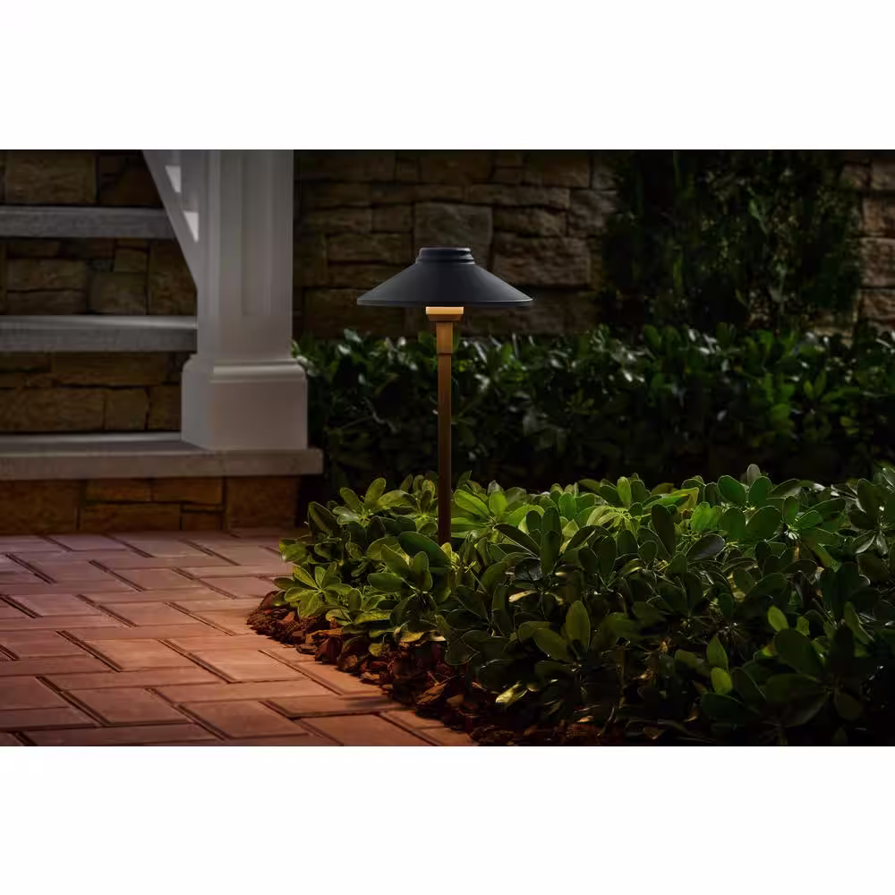 Hampton Bay 10-Watt Equivalent 100 Lumens Low Voltage Black Integrated LED Single Tier Outdoor Landscape Path Light