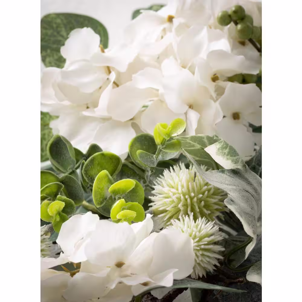 SULLIVANS 72 in. Artificial White Hydrangea & Foliage Garland