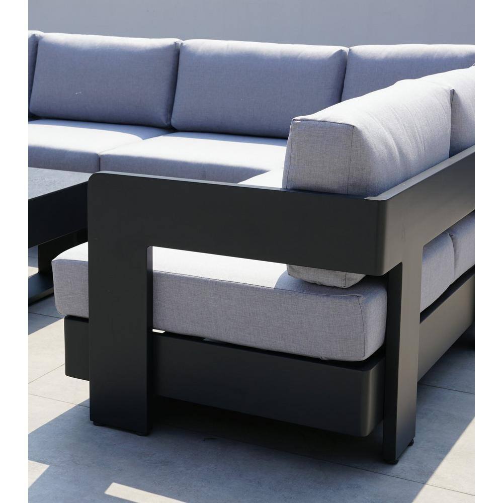 None Carmines Dark Gray 3-Piece Aluminum Outdoor Corner Estate Sized Sectional Set