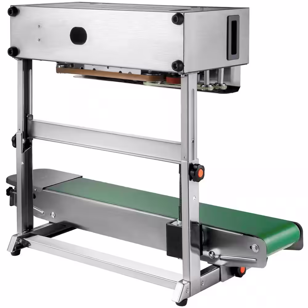 VEVOR Silver Automatic Continuous Band Sealer Digital Temperature Control Vertical Automatic Sealing Machine for Bag Film