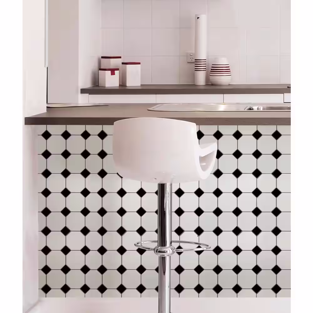 WallPOPs White and Off-White Tetra Wall Applique Peel and Stick Backsplash Decal Tiles