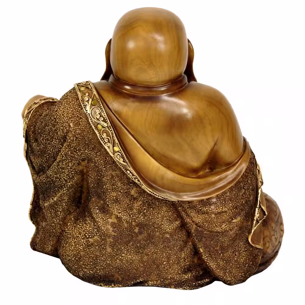 Oriental Furniture 10 in. Sitting Hotei Happy Buddha Decorative Statue