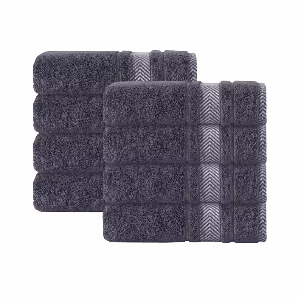 None Enchasoft 8-Pieces Anthracite Turkish Cotton Hand Towels