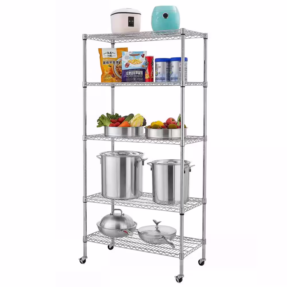 None Steel Silver Wire Shelf (35.43 in. D x 17.72 in. W)