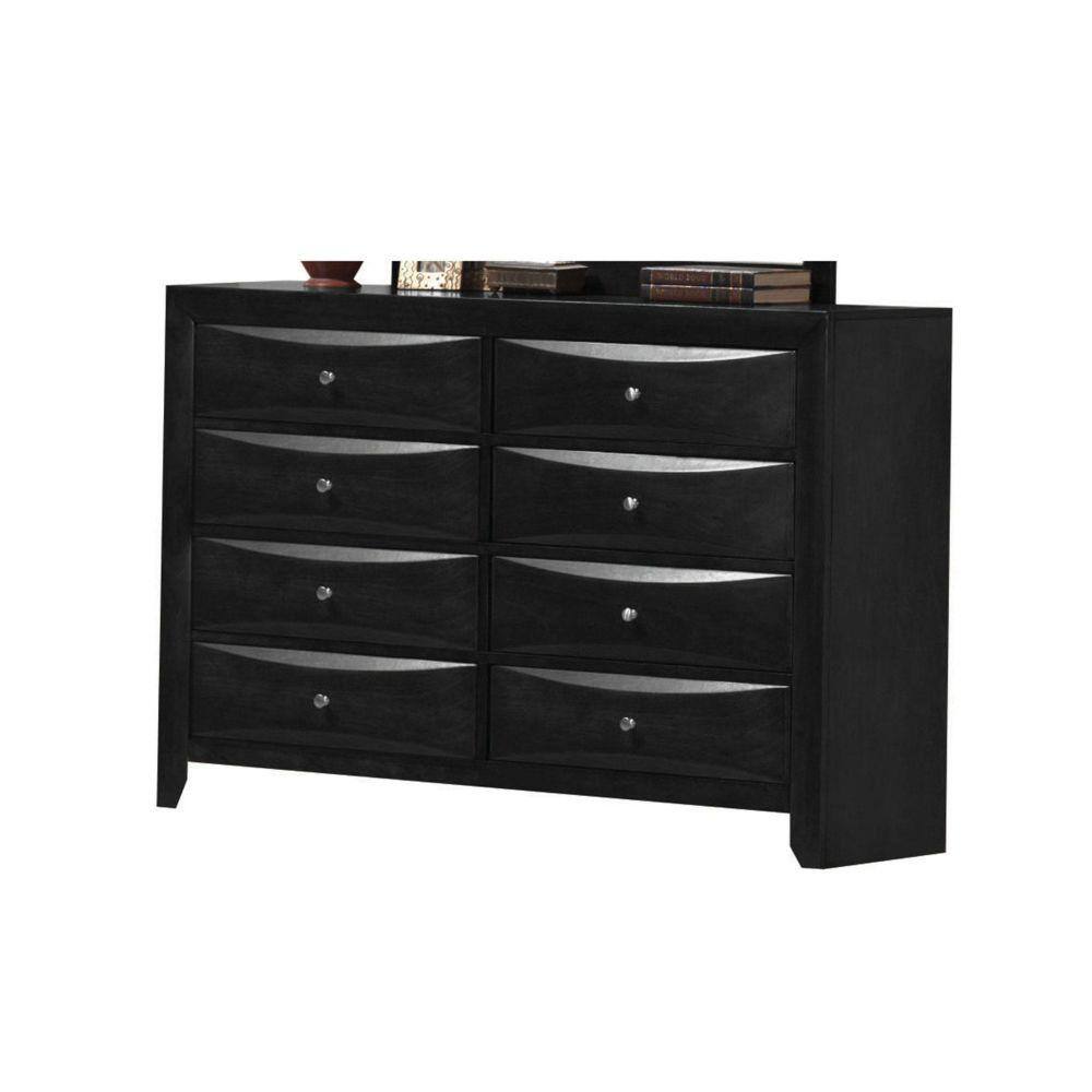 Benjara 16.81 in. Black 8-Drawer Wooden Dresser Without Mirror