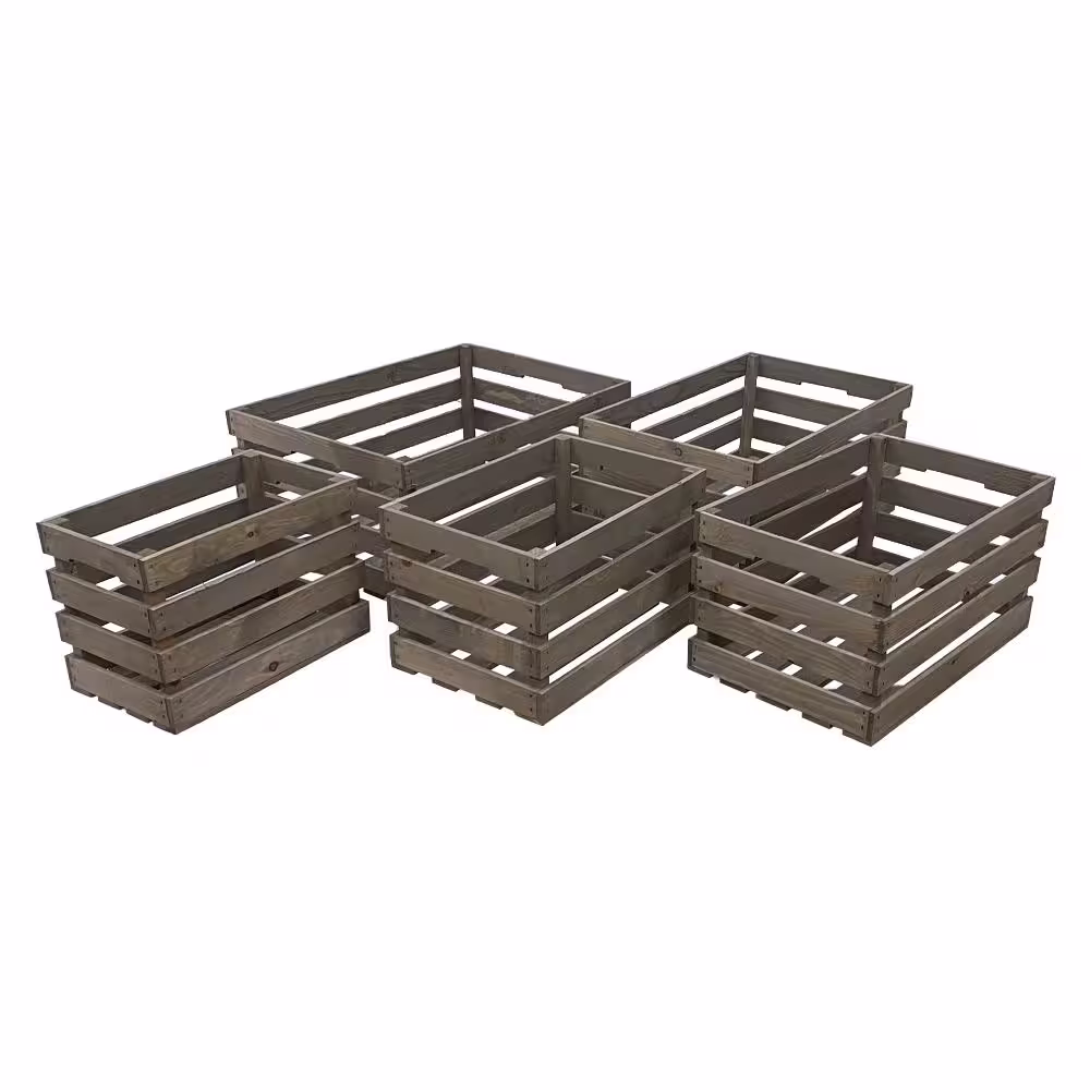 Crates & Pallet Nested Crate Set in Weathered Gray (5-Pack)