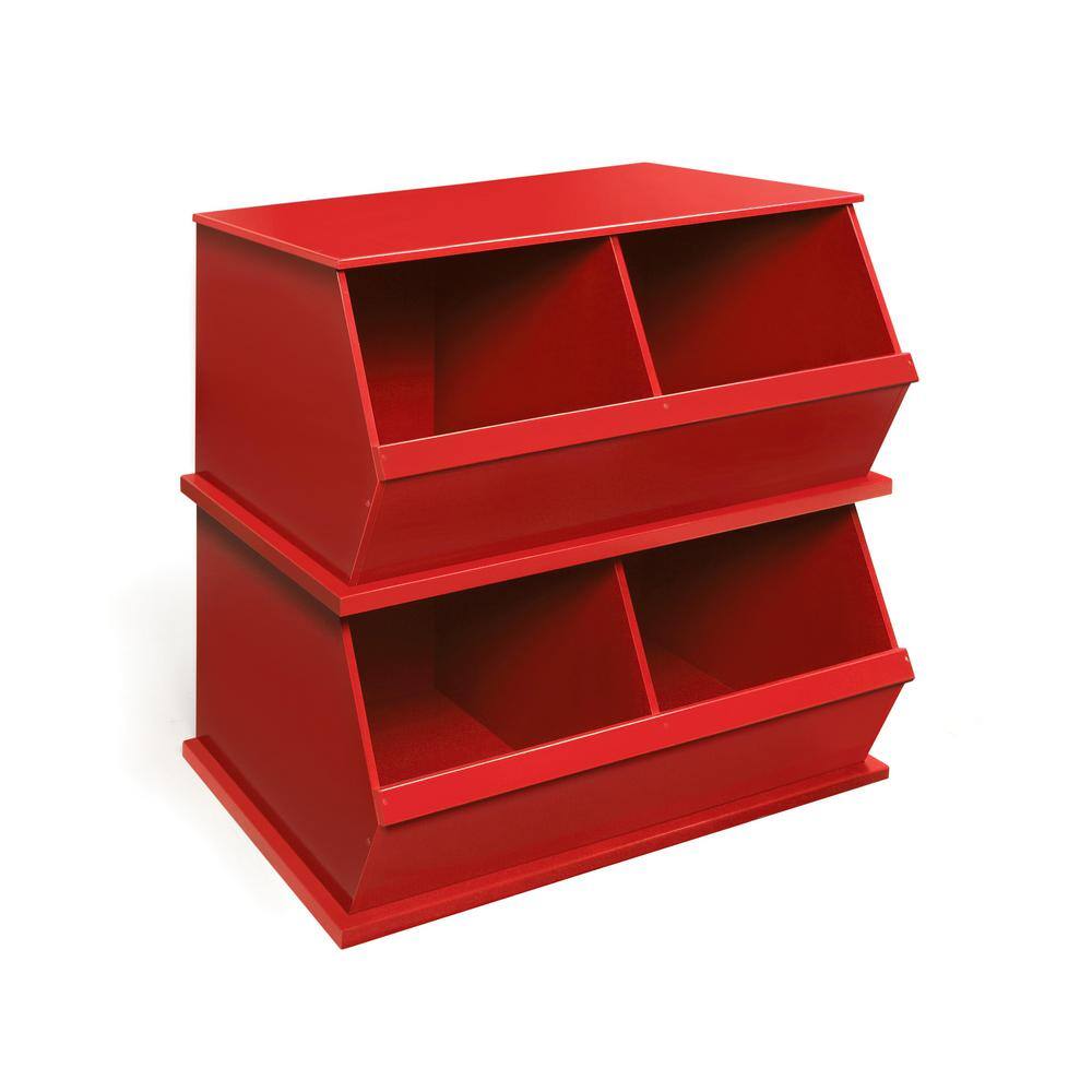 Badger Basket 37 in. W x 17 in. H x 19 in. D Red Stackable 2-Storage Cubbies