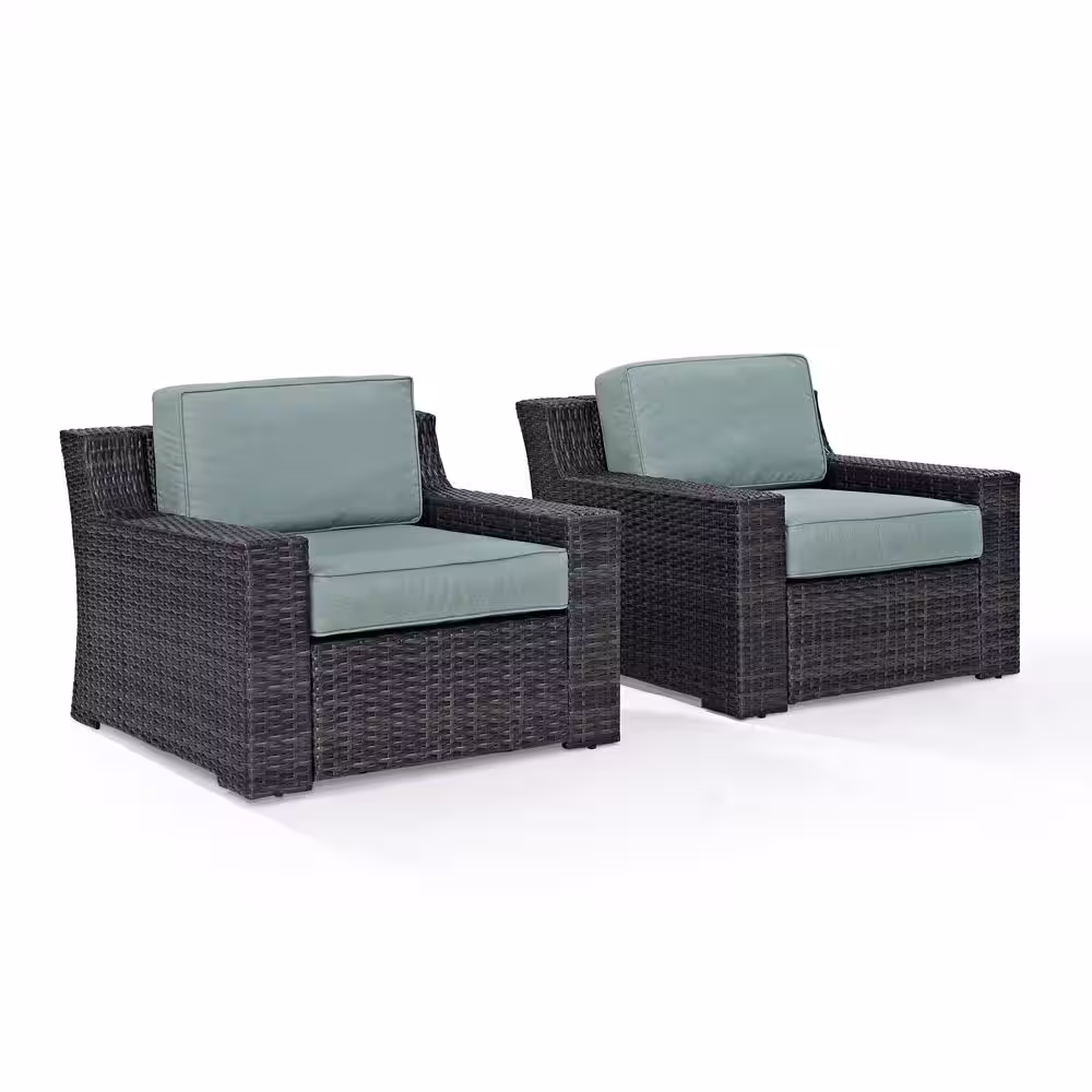 Crosley Beaufort Wicker Outdoor Seating Set with Mist Cushion (2-Piece)