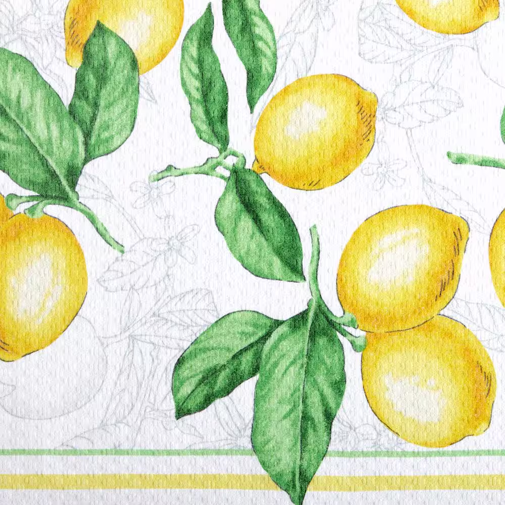 MARTHA STEWART Lots Of Lemons White/Yellow Lemons Cotton Kitchen Towel, Oven Mitt and Potholder Set