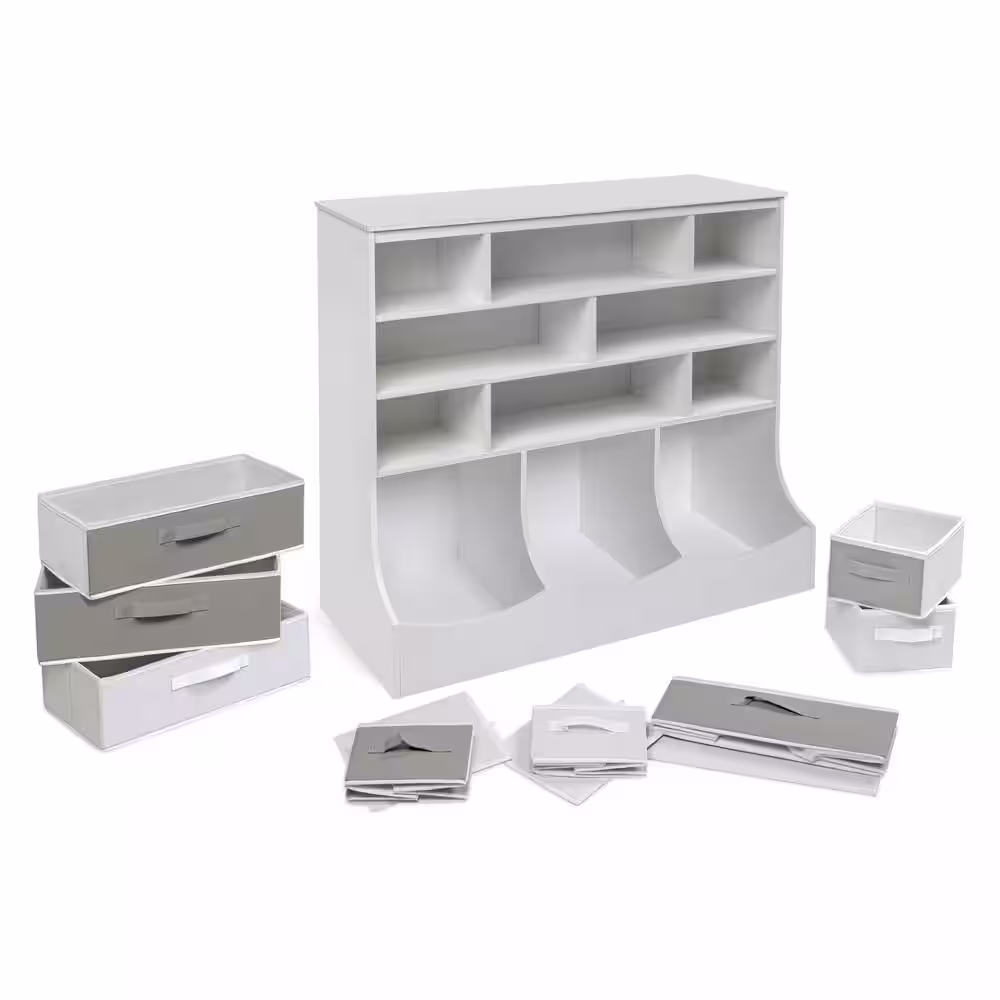 Badger Basket 37 in. H x 36.5 in. W x 15.75 in. D White MDF 11-Cube Organizer