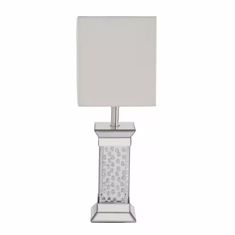 Litton Lane 30 in. Silver Glass Mirrored Task and Reading Table Lamp