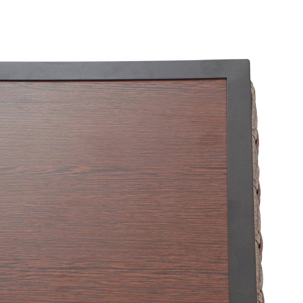 Patio Festival Right-Angle 10-Piece Wicker Patio Conversation Seating Set with Gray Cushions