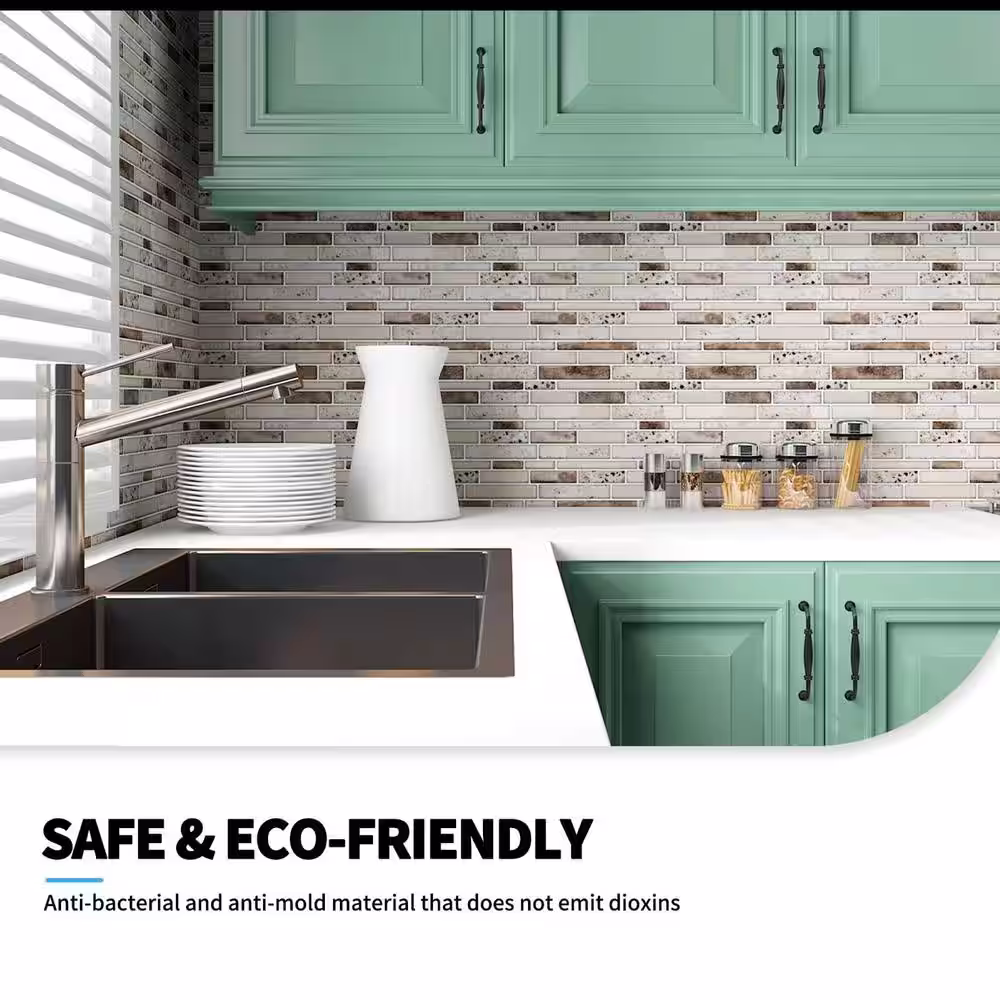 None Decorative Mosaic Backsplash Tan 12 in. x 12 in. Vinyl Peel and Stick Tile (10 sq. ft./case)