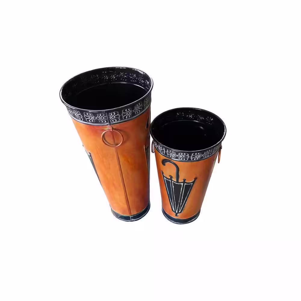 Benjara Brown Metal Umbrella Stand