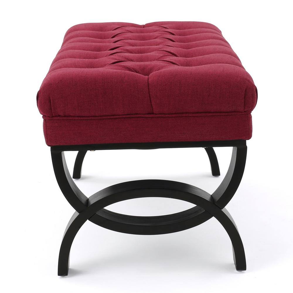 Noble House Scarlett Deep Red Bench Upholstered (16.75 in. x 41 in. x 17.25 in.)