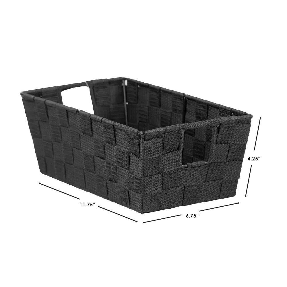 Home Basics 4.5 in. H x 6.5 in. W x 11.5 in. D Black Fabric Cube Storage Bin
