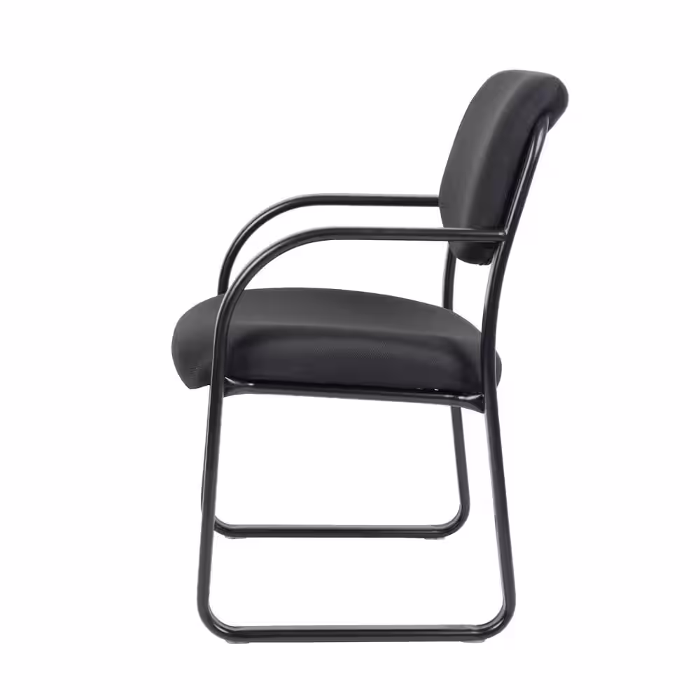 BOSS Office Products Black Guest Arm Chair Black Steel Frame