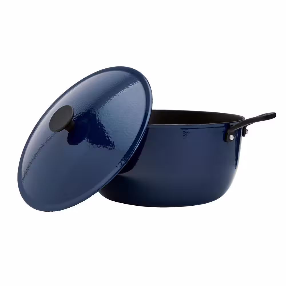 Mason Craft and More 8 qt. Round Lite Cast Iron Dutch Oven in Sodalite Blue with Lid (1-Pack)