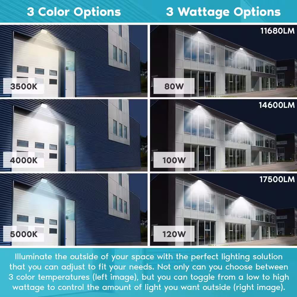LUXRITE 800- Watt Equivalent Integrated LED Brown Dusk to Dawn Wall Pack Light with Photocell Sensor 3 Color Selectable