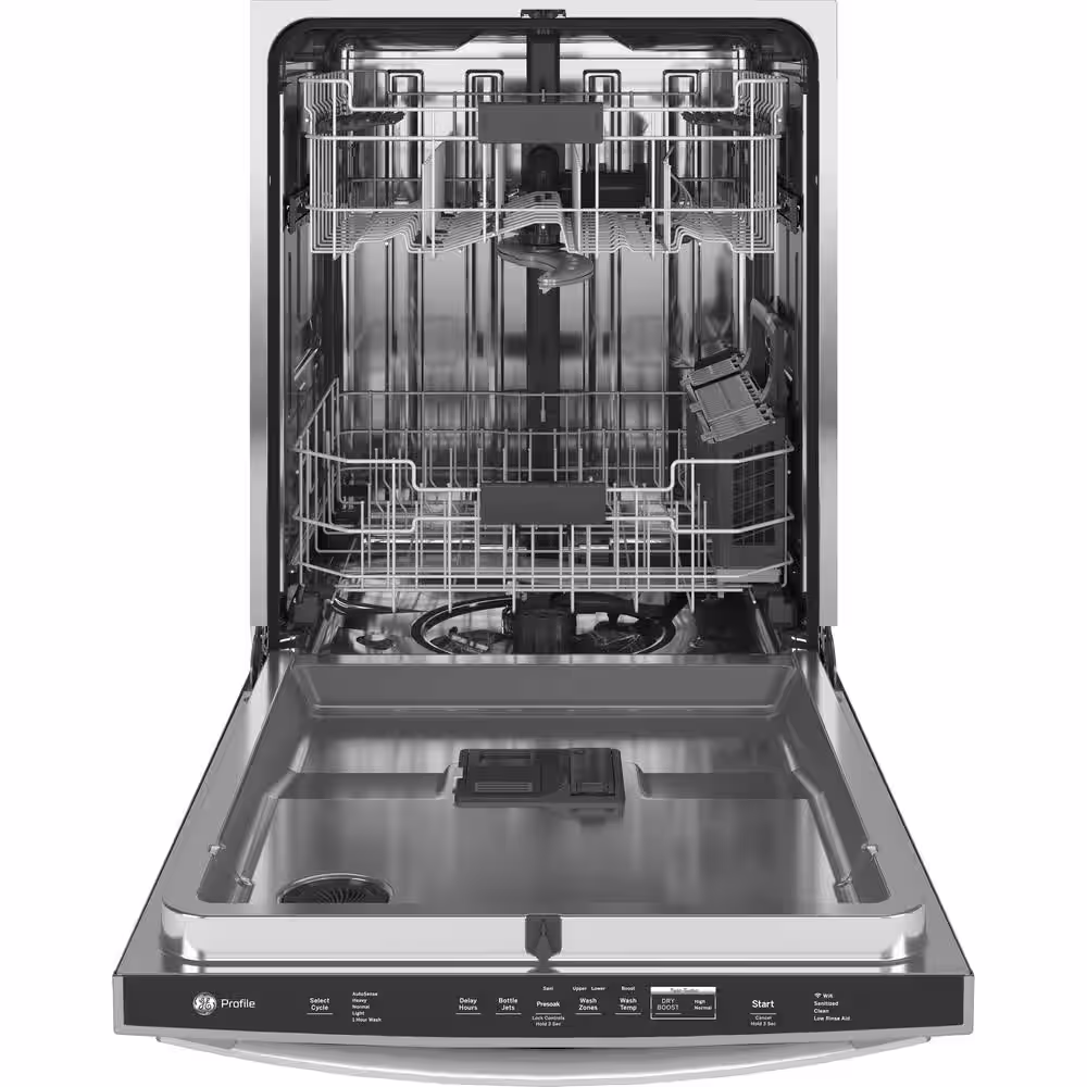 GE Profile 24 in. Smart Built-In Top Control Fingerprint Resistant Stainless Steel Dishwasher w/Stainless Tub, Sanitize, 42 dBA