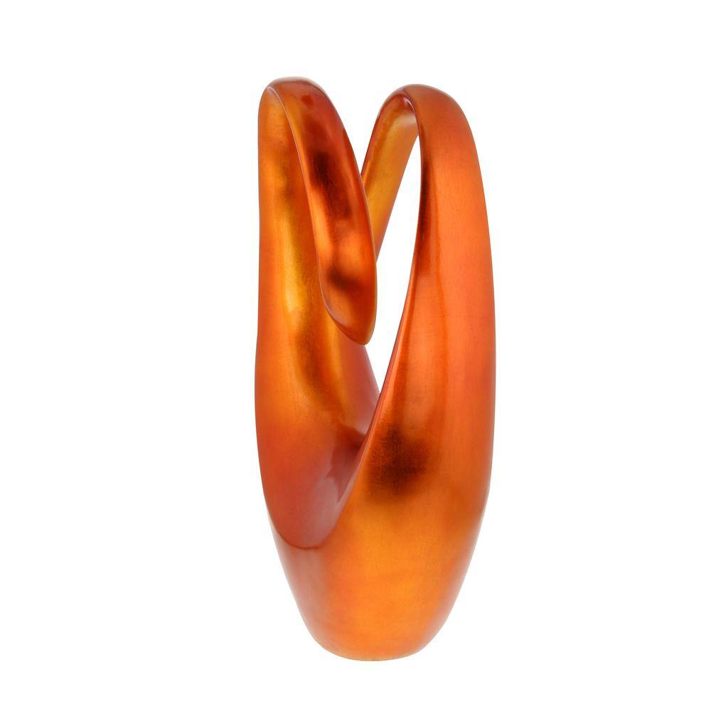 Litton Lane Orange Polystone Swirl Abstract Sculpture