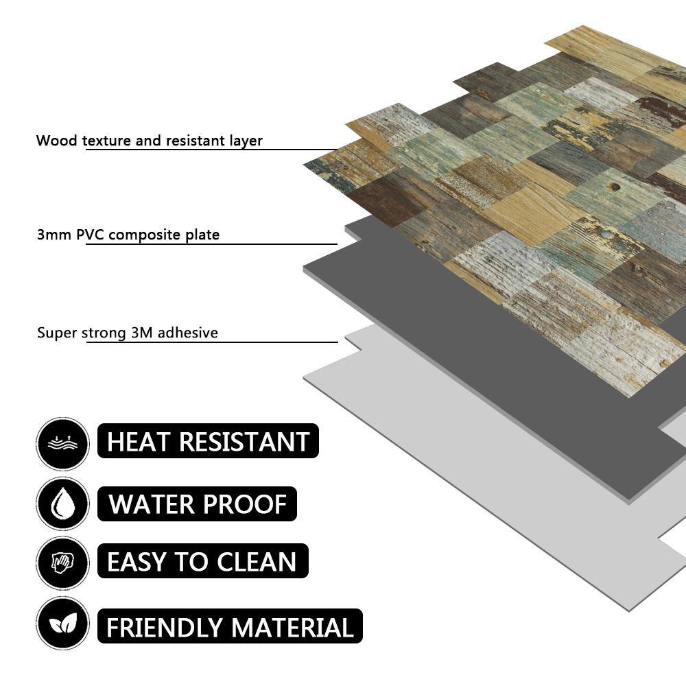 Yipscazo Marble Collection Light Aspen 12 in. x 12 in. PVC Peel and Stick Tile (5 sq. ft./5-Sheets)