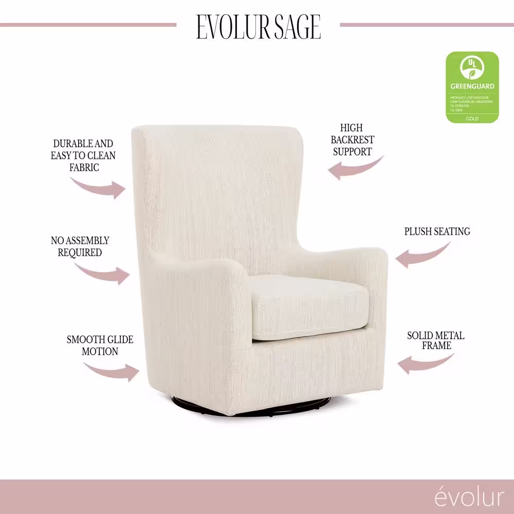 Evolur Sage Thunder Swivel Glider/Ergonomic Design/Easy Assembly Glider