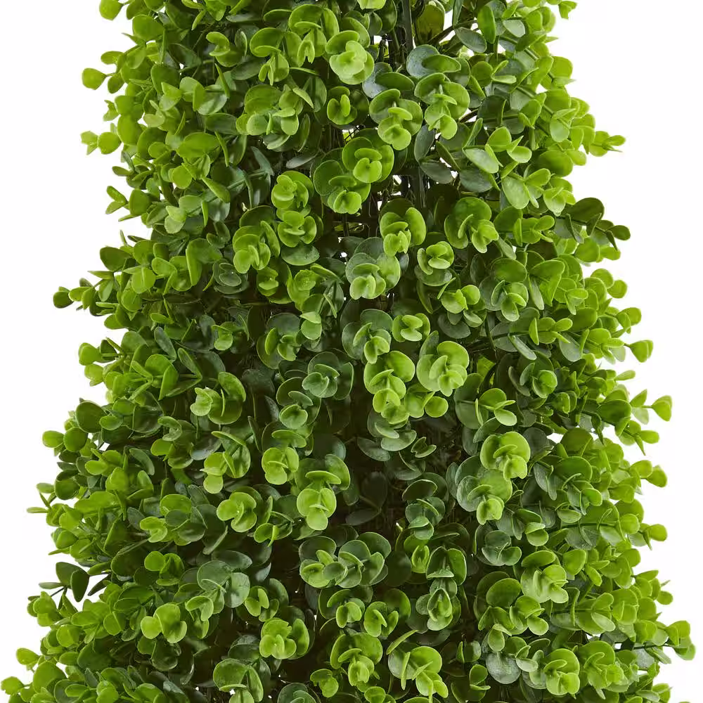 Nearly Natural Indoor/Outdoor 41 Eucalyptus Cone Topiary Artificial Tree in Metal Planter