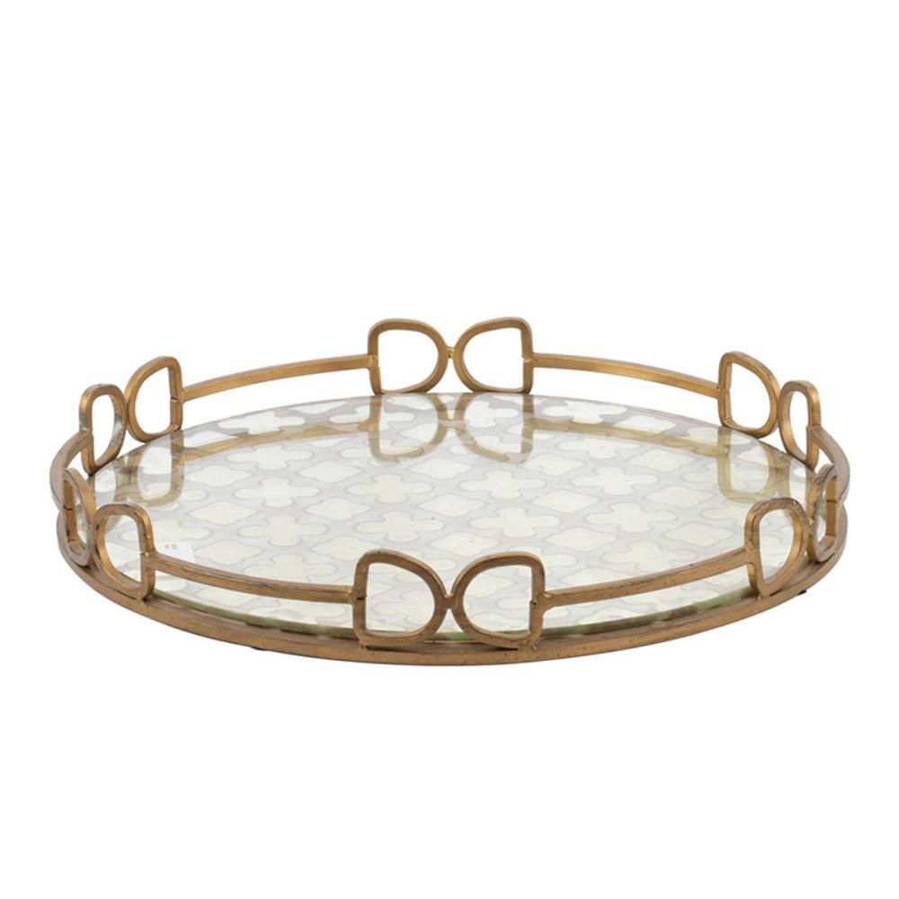 A & B Home Valentina Decorative Vintage Gold Medium Tray