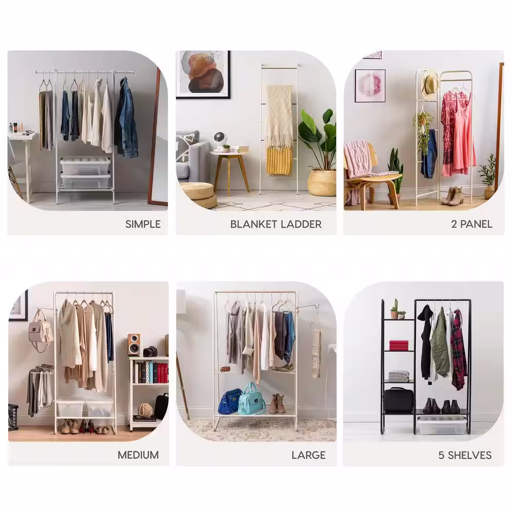 None Black Metal Garment Clothes Rack 40 in. W x 60 in. H