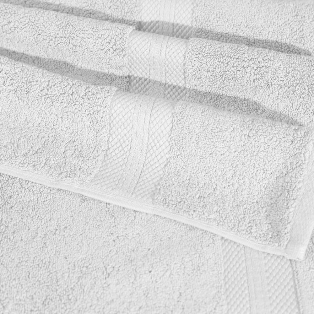 None Sarajane 8-Piece White Solid Cotton Bath Towel Set