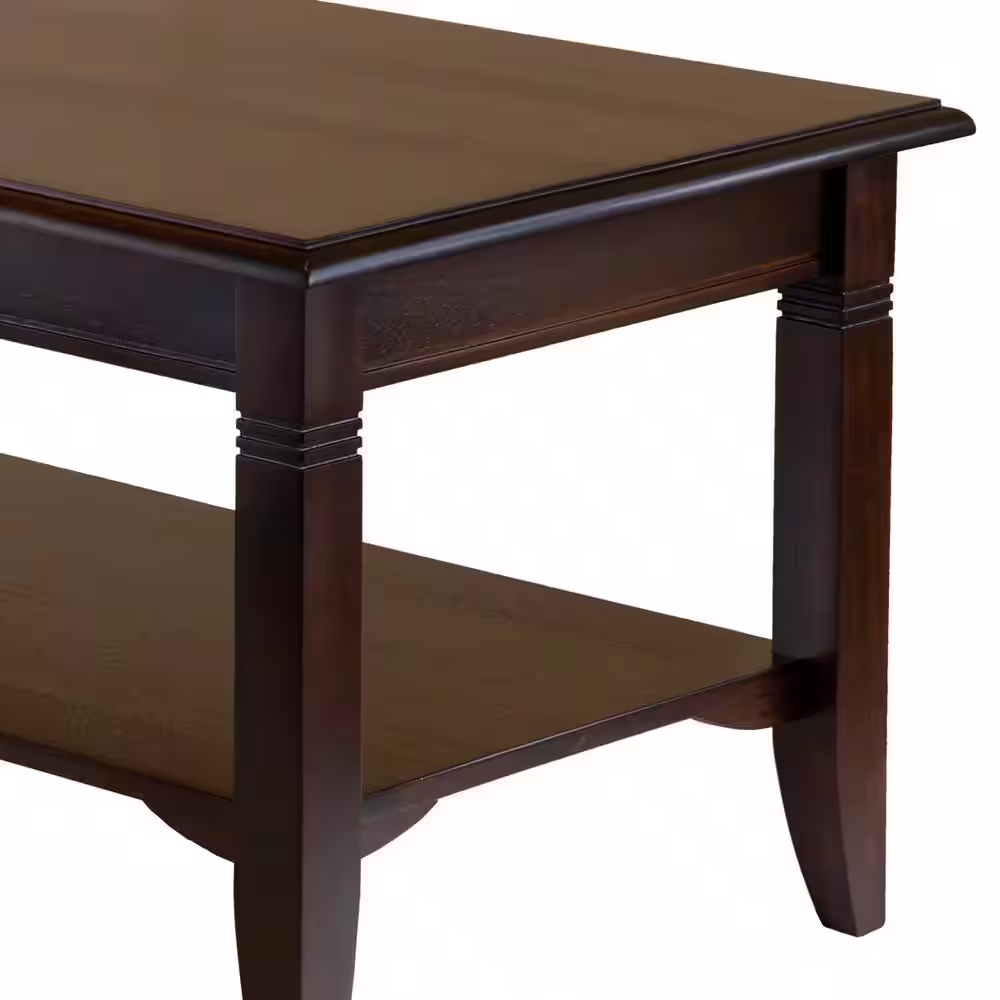 WINSOME WOOD Nolan 37 in. Cappuccino Medium Rectangle Wood Coffee Table with Shelf