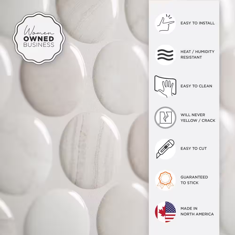 smart tiles Penny Terra White/Beige 8.97 in. x 8.95 in. Vinyl Peel and Stick Tile (2 sq. ft./ 4-Pack)