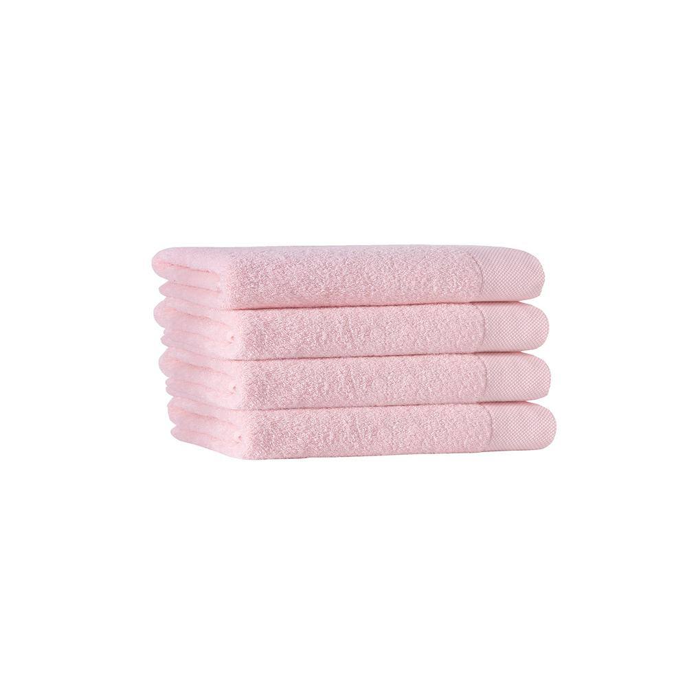 None Signature 4-Pieces Pink Turkish Cotton Hand Towels