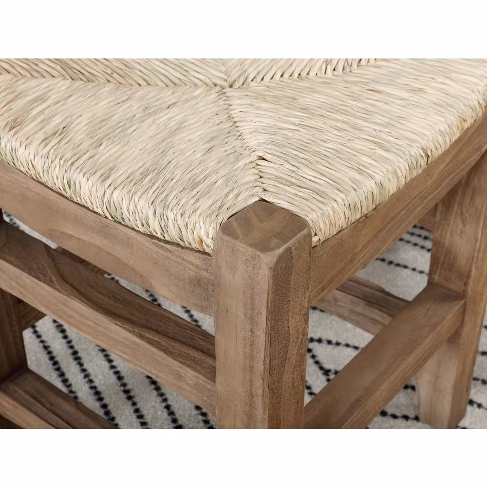 Alaterre Furniture Newport Brown Wood Bench with Rush Seat 18 in. H x 40 in. W x 15 in. D