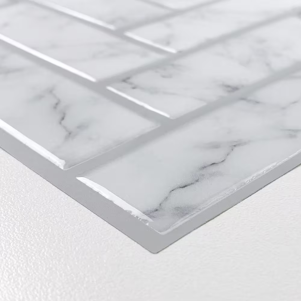 RoomMates White 10.5 in. x 10.5 in. Herringbone Vinyl Peel and Stick Tile (Total sq. ft. Covered 2.45 sq. ft./4-Pack)