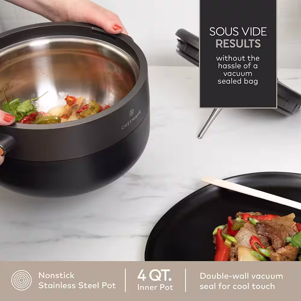 None Chefe 4 qt. Black Electric Multi-Cooker with Recipe Book