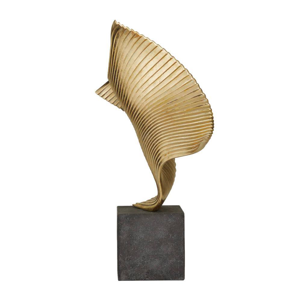 Novogratz Gold Polystone Wave Abstract Sculpture with Black Base