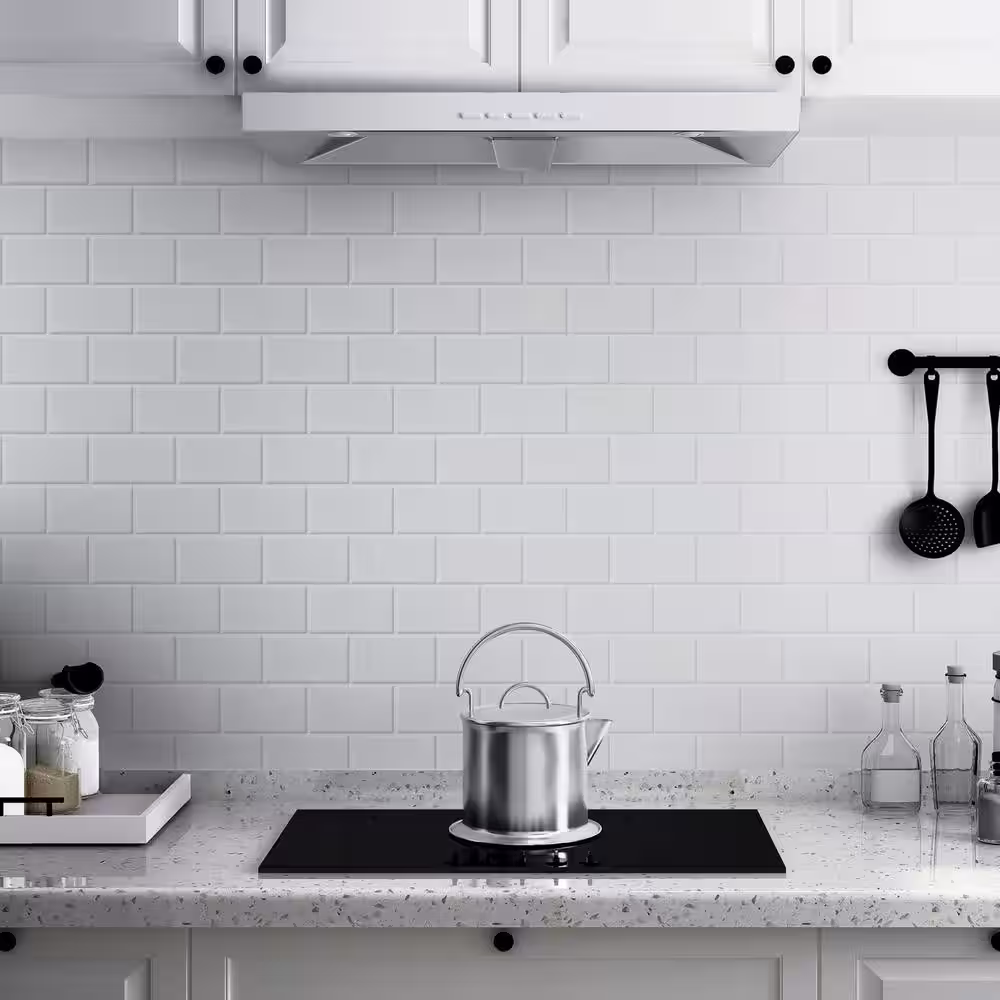 Art3d White Grout 12 in. x 12 in. Vinyl Peel and Stick Tile for Kitchen Island Walls, Bathroom Backsplashes (9.5 sq. ft./pack)