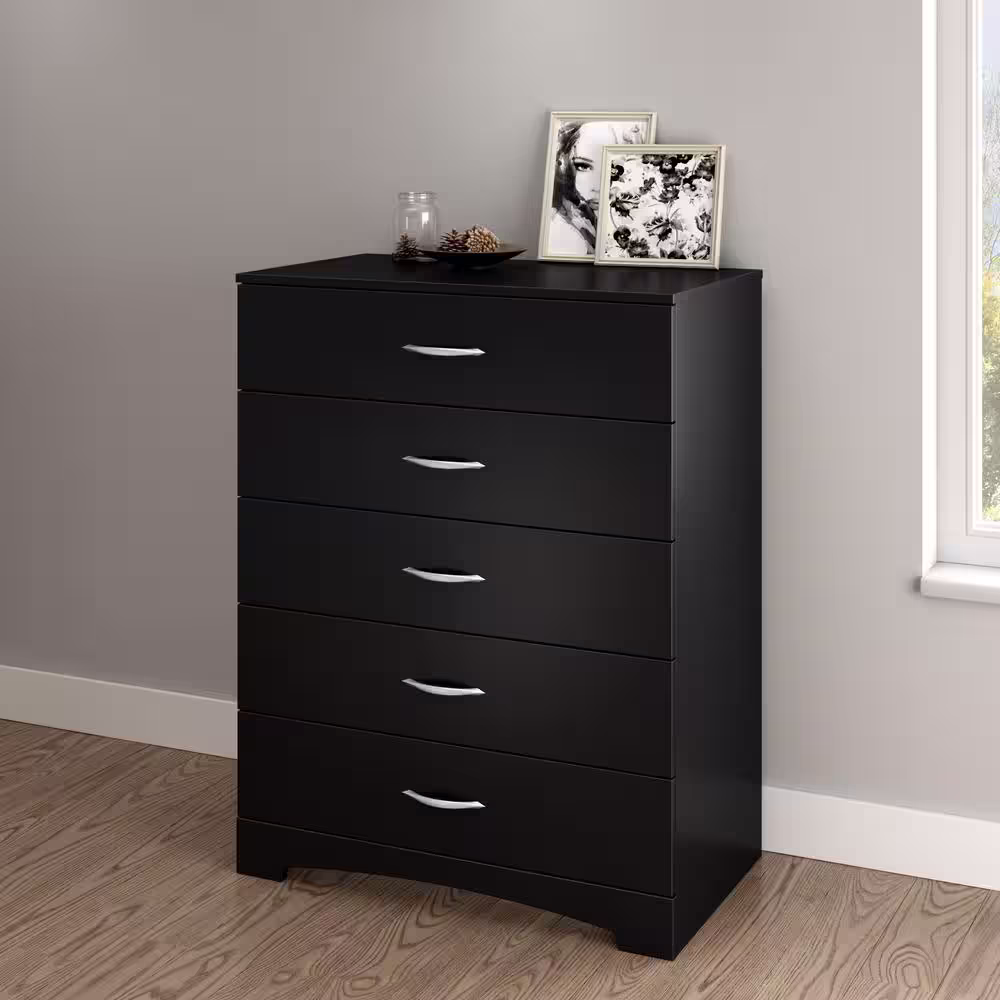 South Shore Step One 5-Drawer Pure Black Chest of Drawers