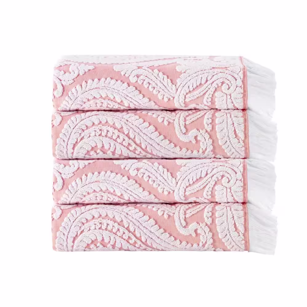 None Laina 4-Piece Pink Turkish Cotton Hand Towels
