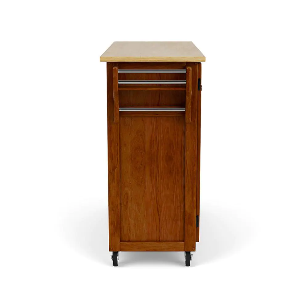 HOMESTYLES Create-a-Cart Cherry Kitchen Cart With Natural Wood Top