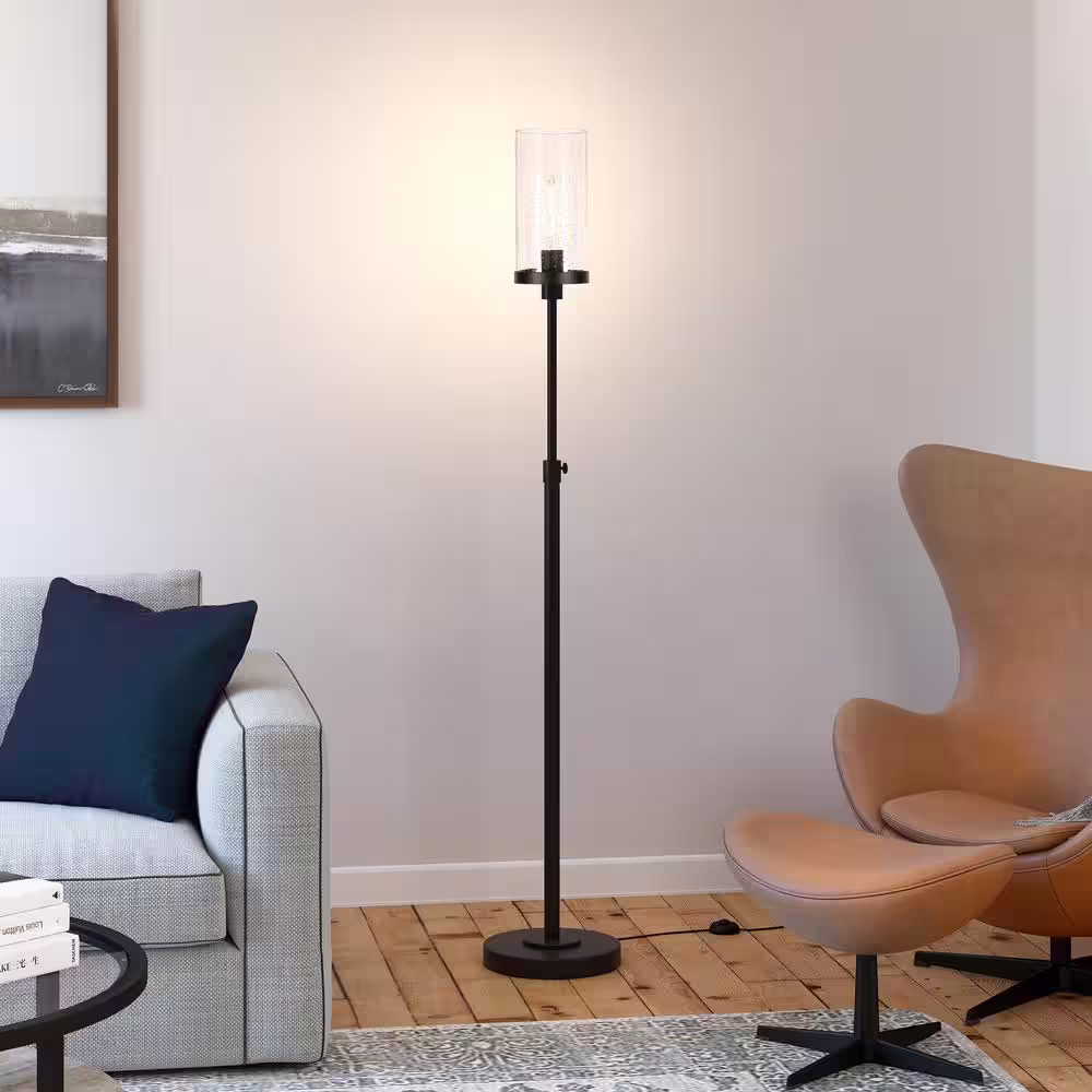 Meyer&Cross Frieda 66 in. Blackened Bronze Floor Lamp Seeded Glass