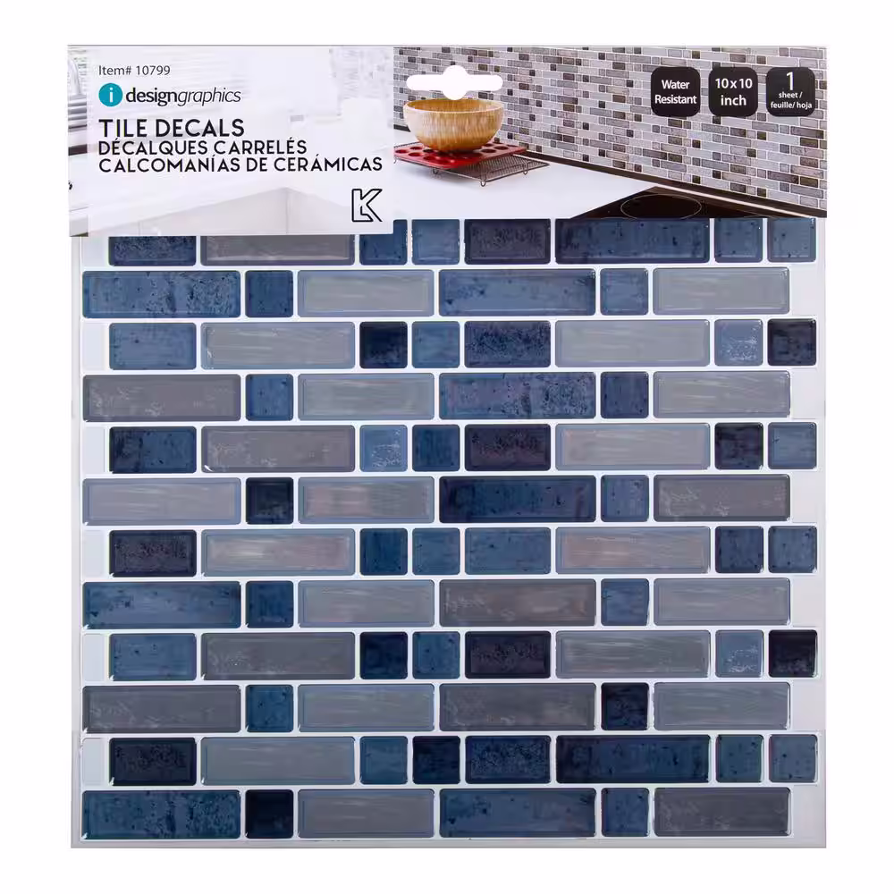 None 6-Pieces 10 in. x 10 in. Blue Truu Design Self-Adhesive Peel and Stick Accent Wall Tiles