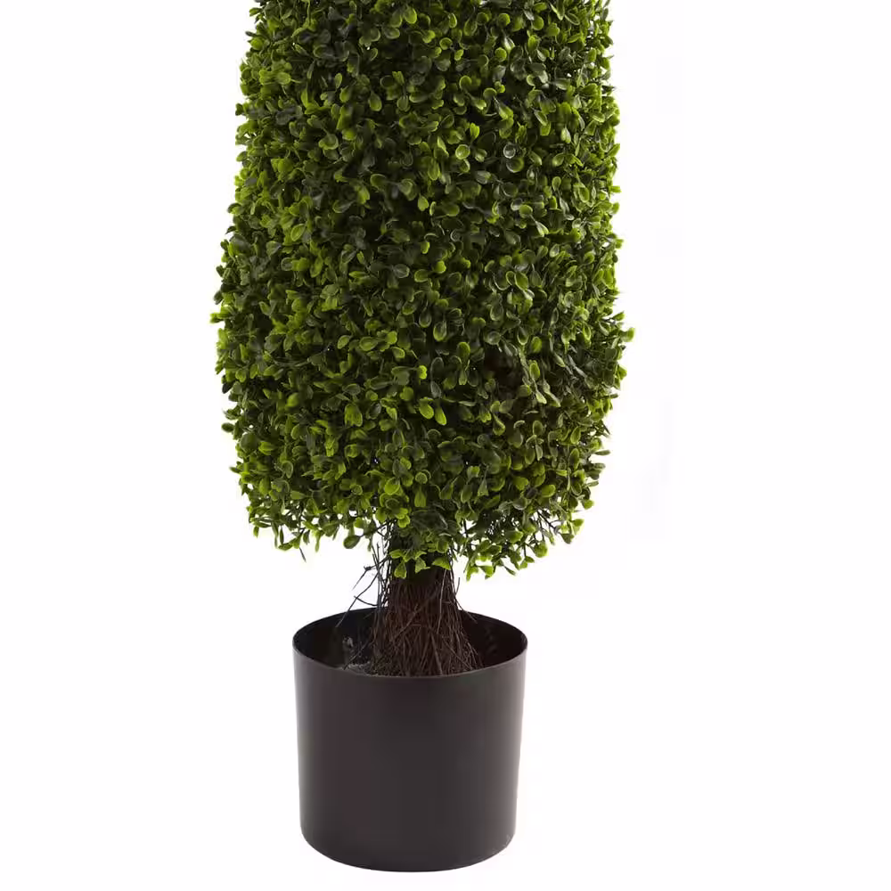 Nearly Natural 3 ft. UV Resistant Indoor/Outdoor Boxwood Tower Topiary
