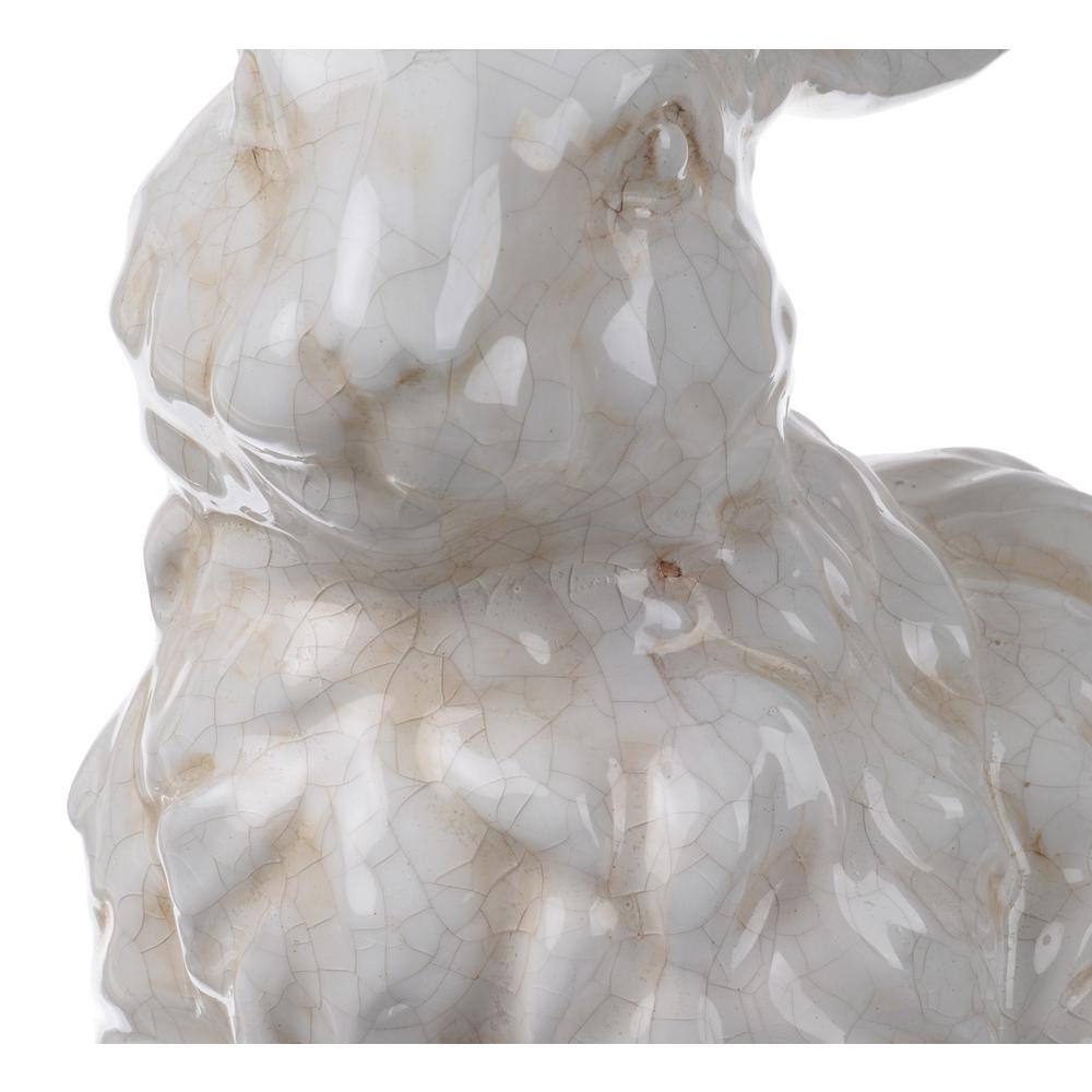 A & B Home Rabbit Statue Distressed White Hector Gentle Long Eared